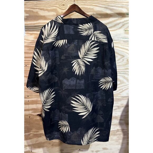 Havana Jack's Cafe Island Silk Camp Shirt Size XXL Palm Print Hawaiian Cruise - Picture 2 of 8